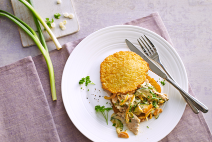 Putengeschnetzeltes mit Kartoffelpuffern